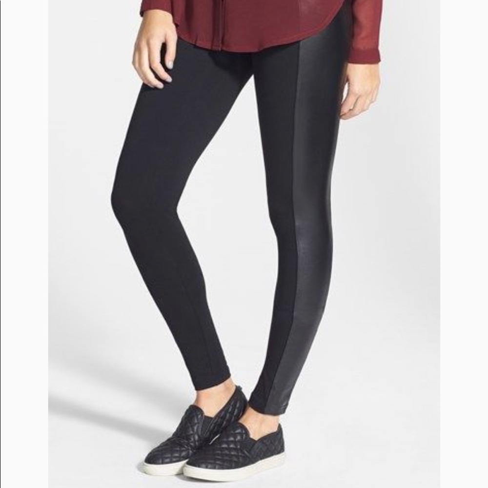 BP. Mixed Moto Faux leather panel leggings